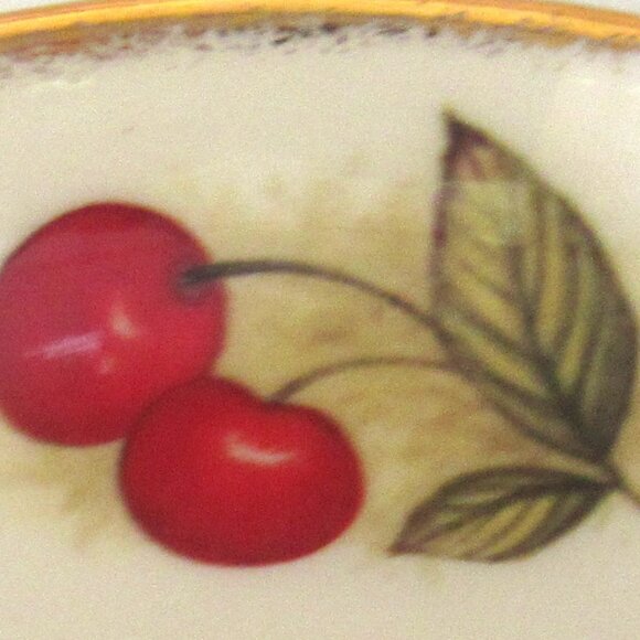 Queen's Tea Cup and Saucer, Summer Fruit, Brushed Gold Gilt, Molded, Fancy I111 - Picture 2 of 9